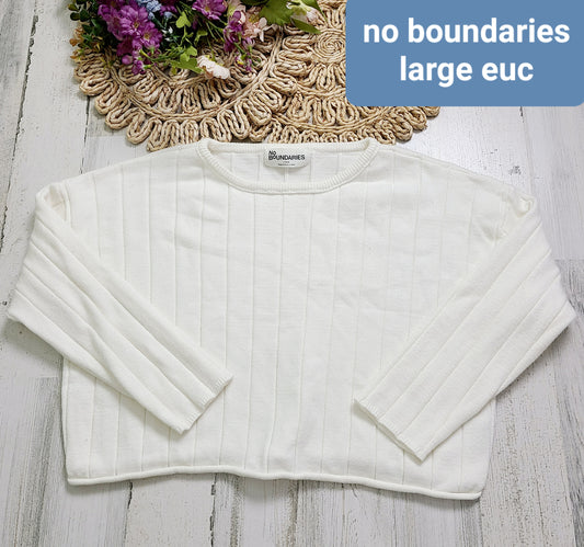no boundaries off white ribbed sweater