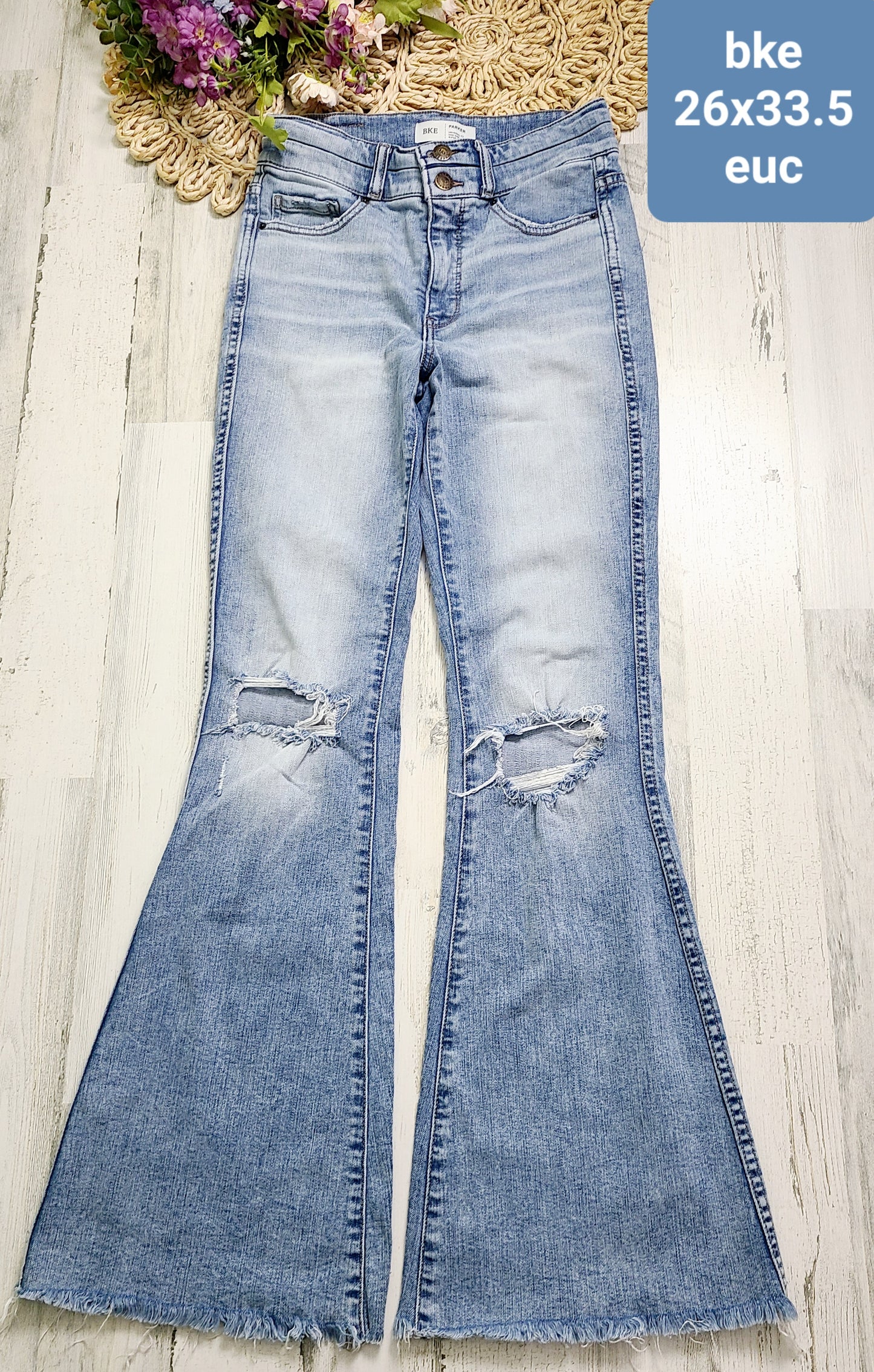 bke flare distressed knees