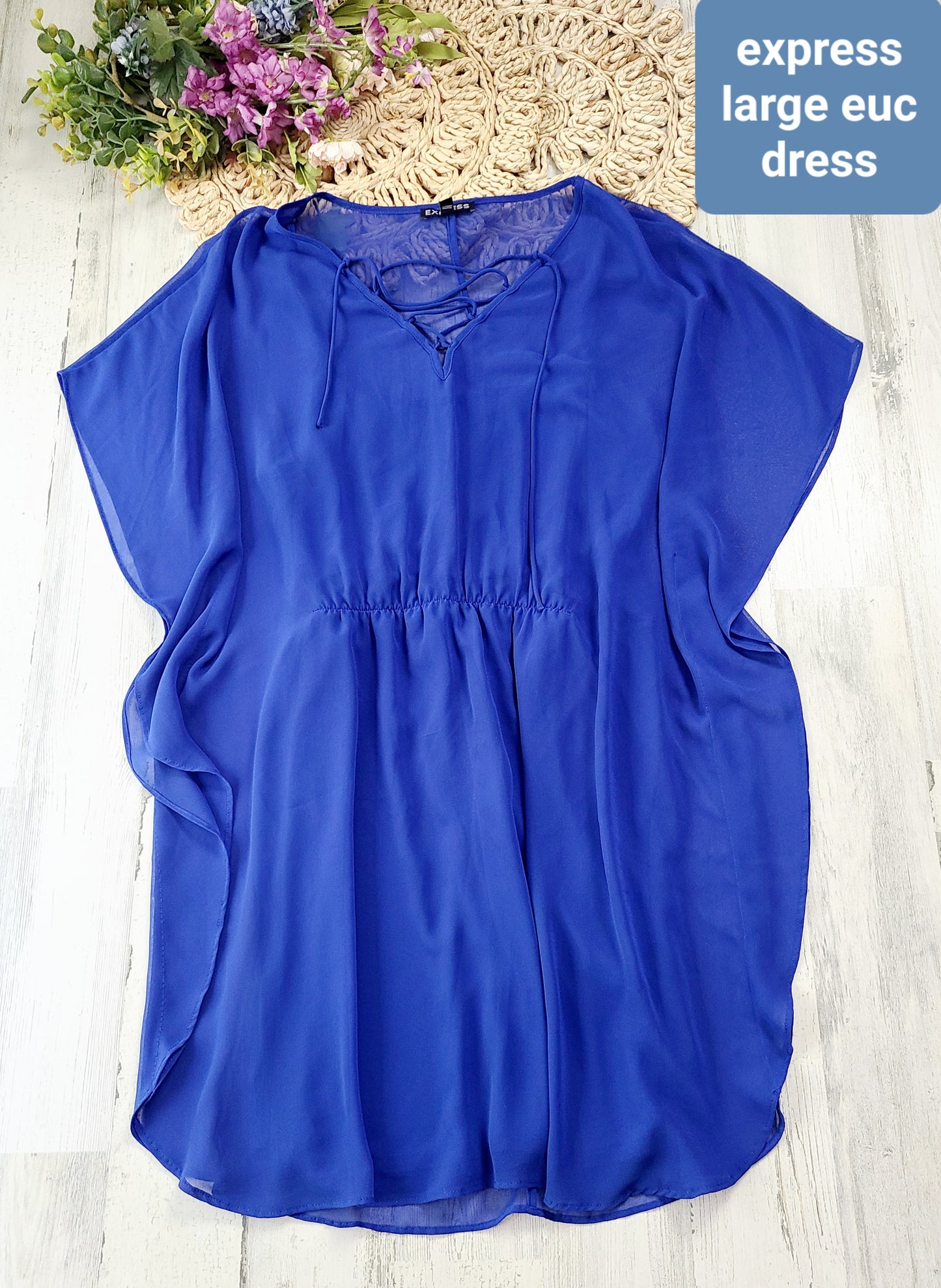 express blue tie dress