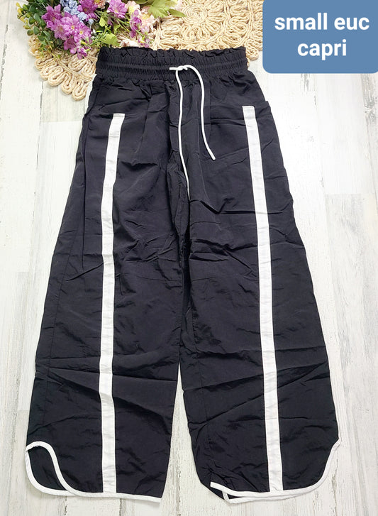 capri windbreaker pants white stripe