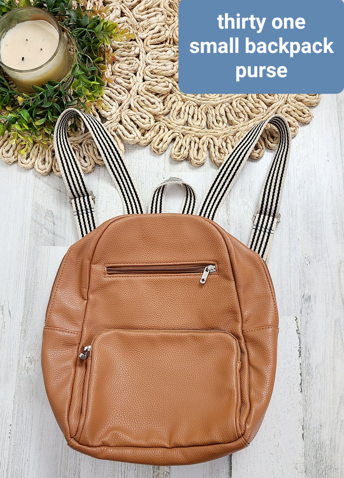 cognac striped straps thirty one