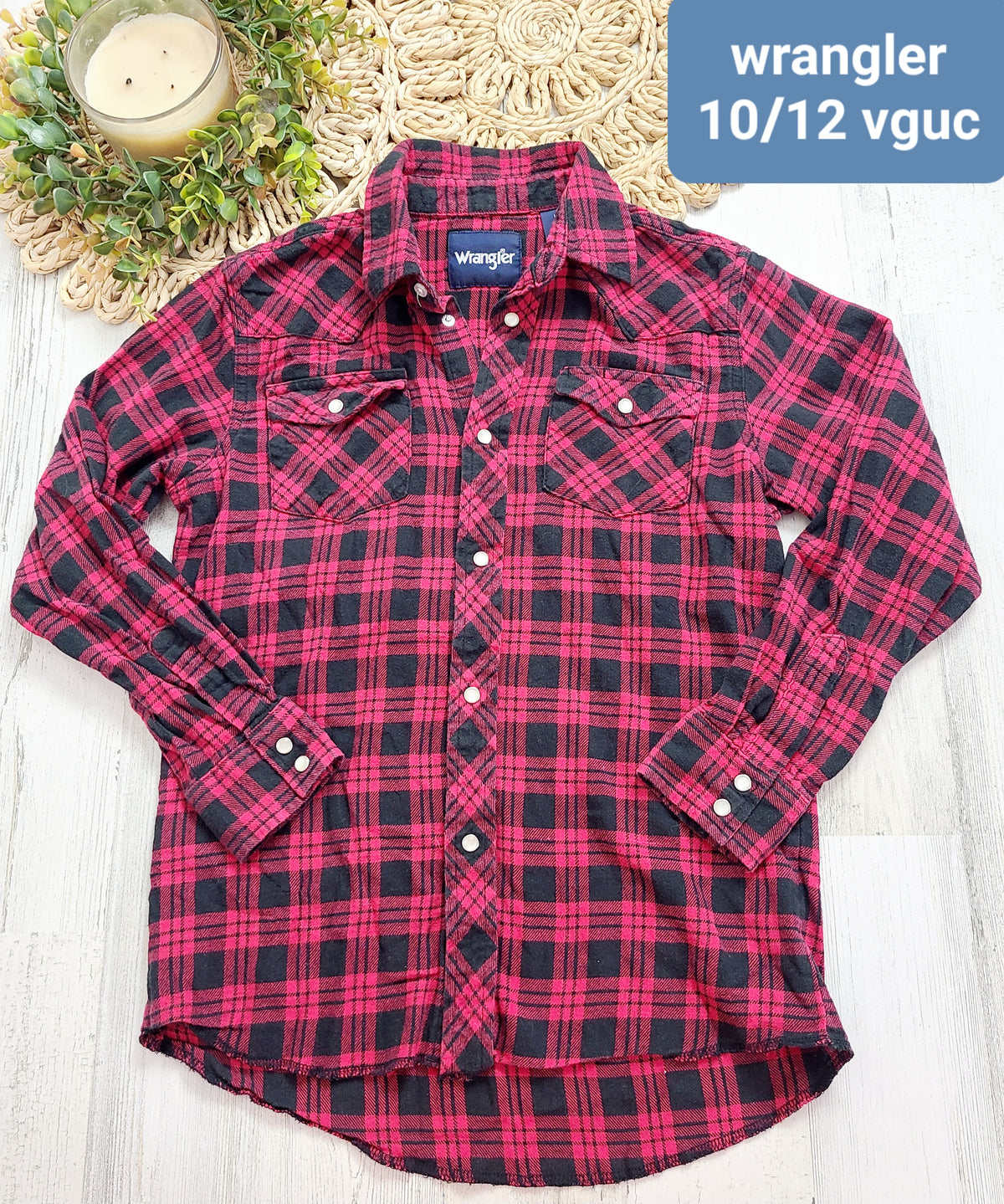 wrangler red black plaid