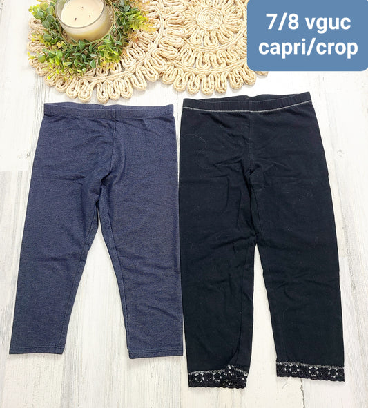 jean color and black capri/crop leggings
