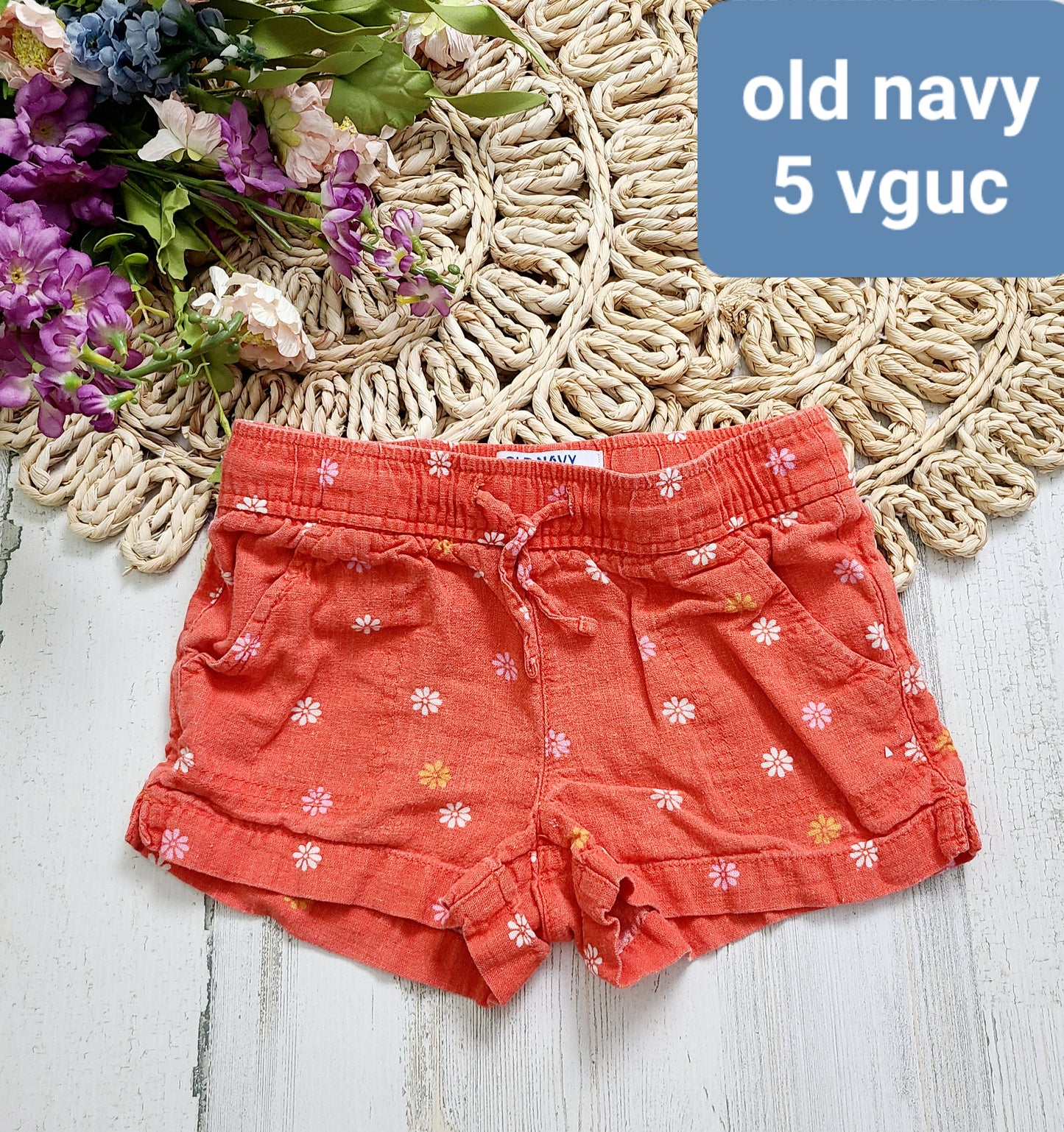 old navy girls linen floral shorts