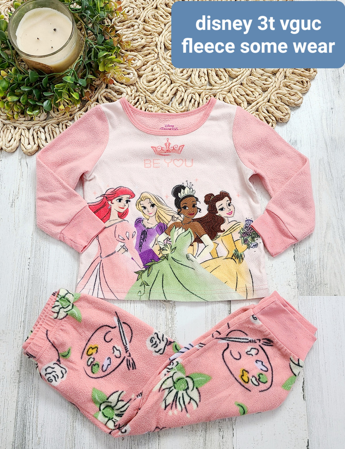 pink fleece pjs disney princesses