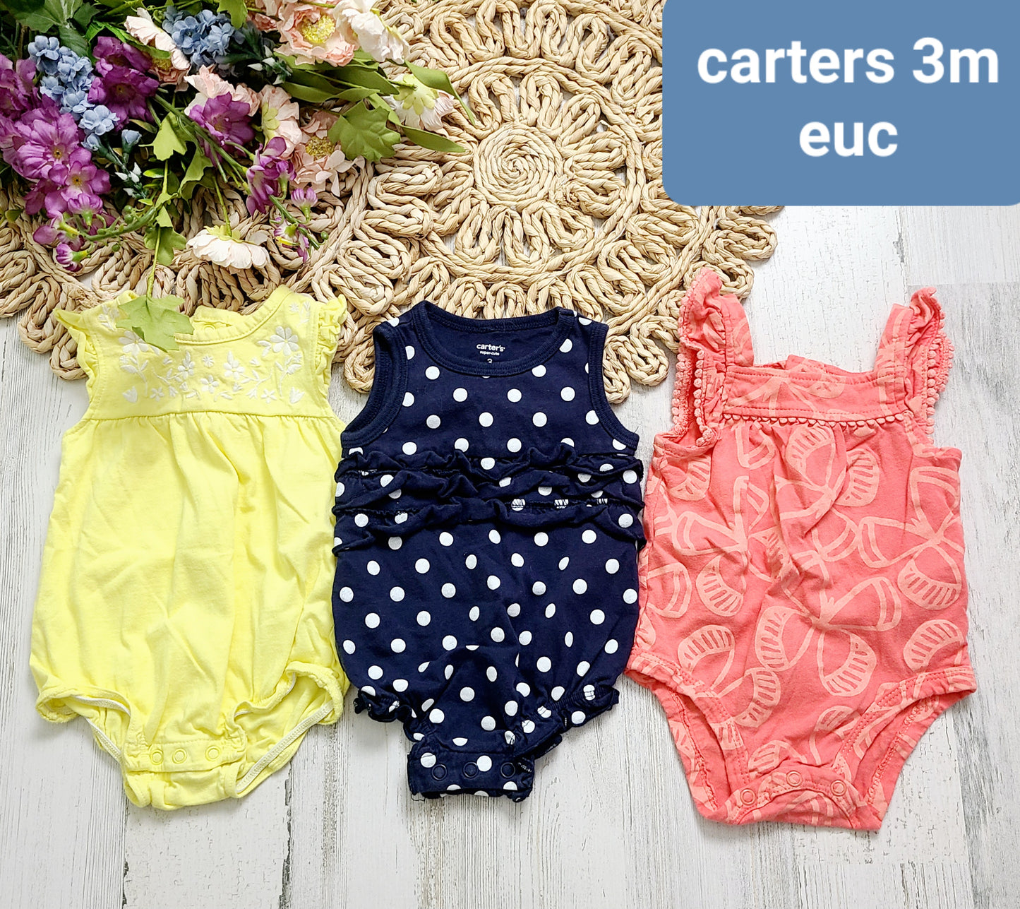 carters yellow dot butterfly onesies
