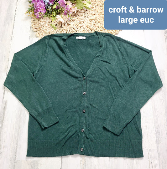green button down cardigan croft & barrow