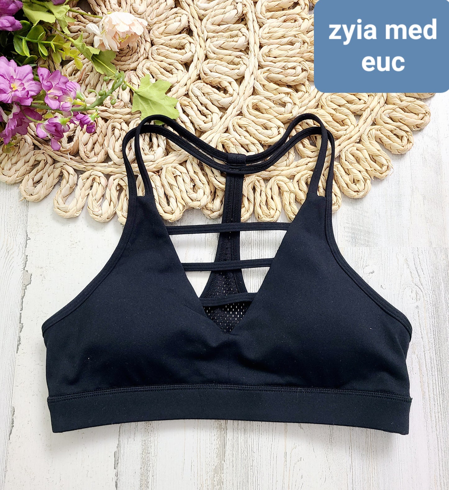 black bra zyia front straps