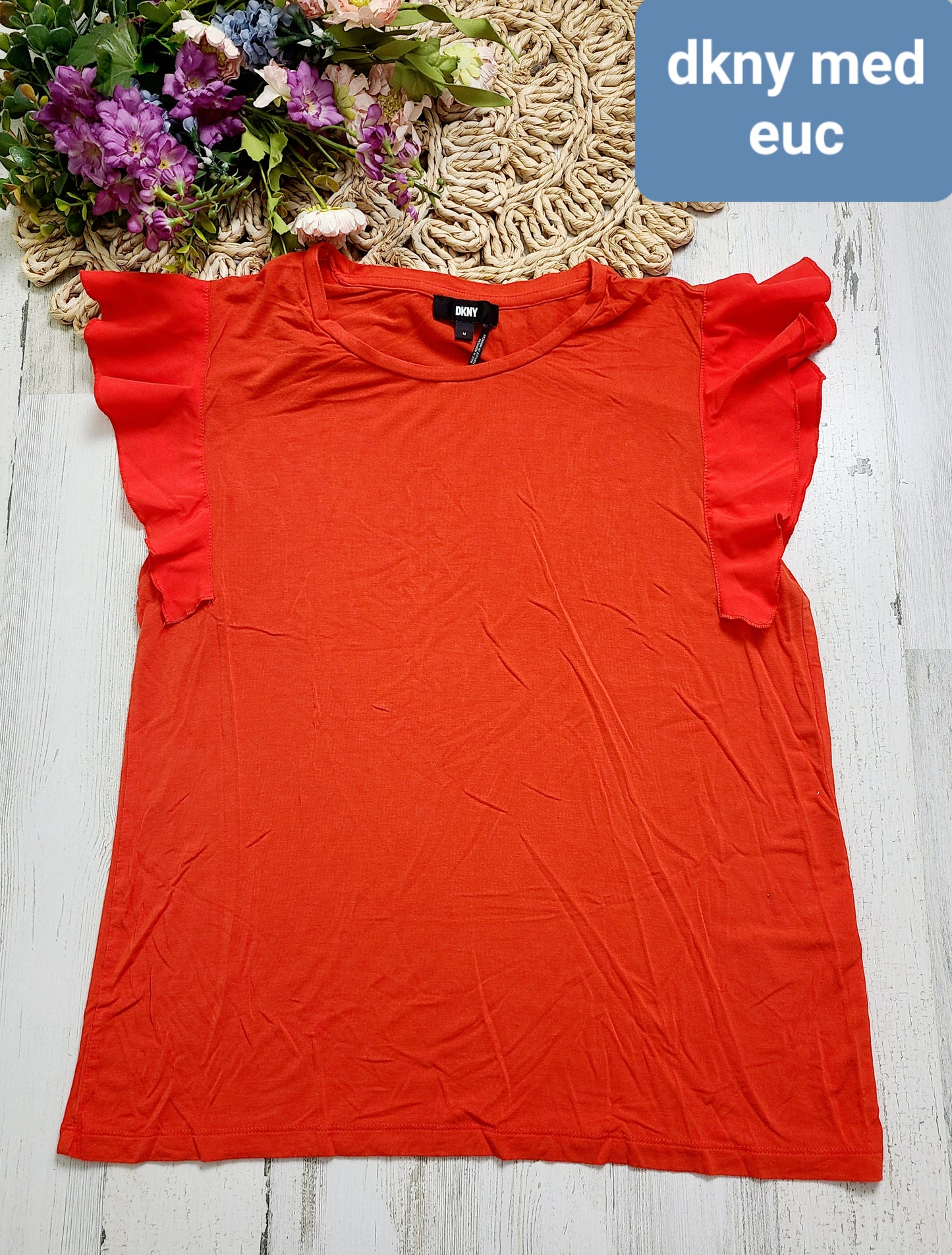 dkny ruffle sleeve tank