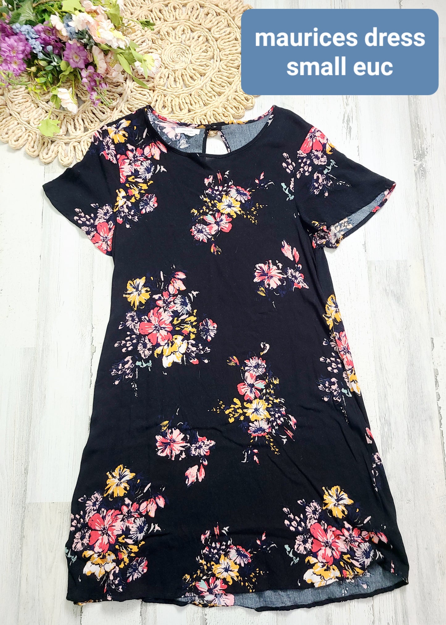 maurices black dress with flowers small