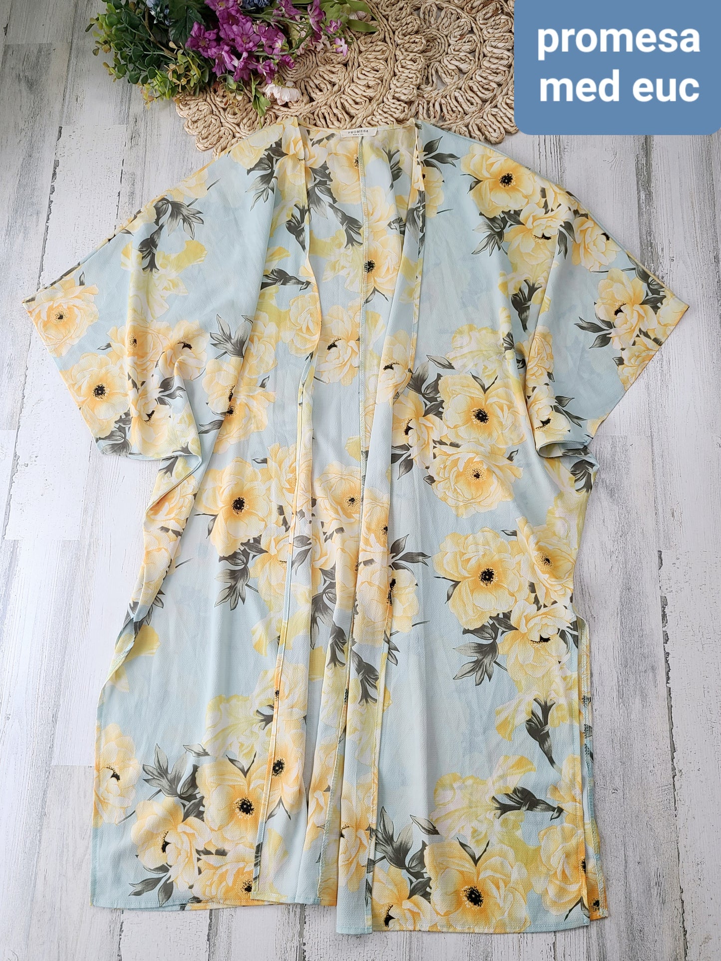 promesa yellow floral kimono