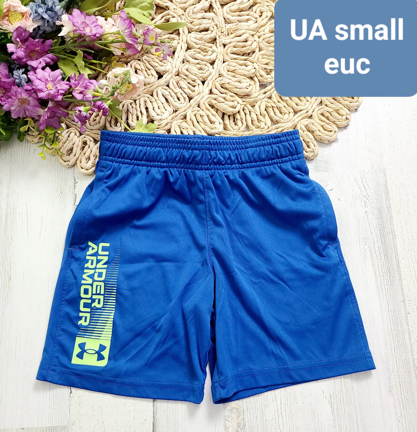 8y blue lime green shorts
