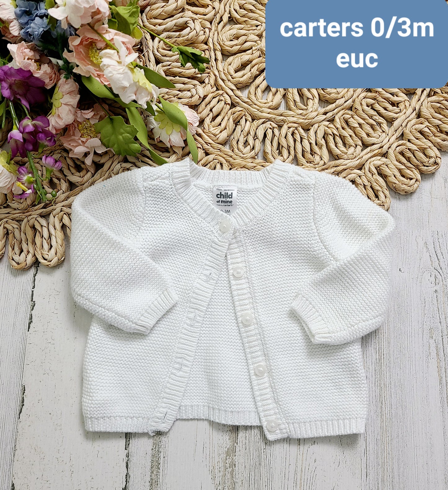 white cardigan carters baby girl