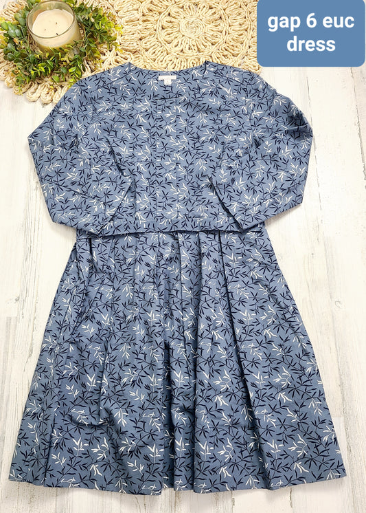 floral long sleeve blue gap dress