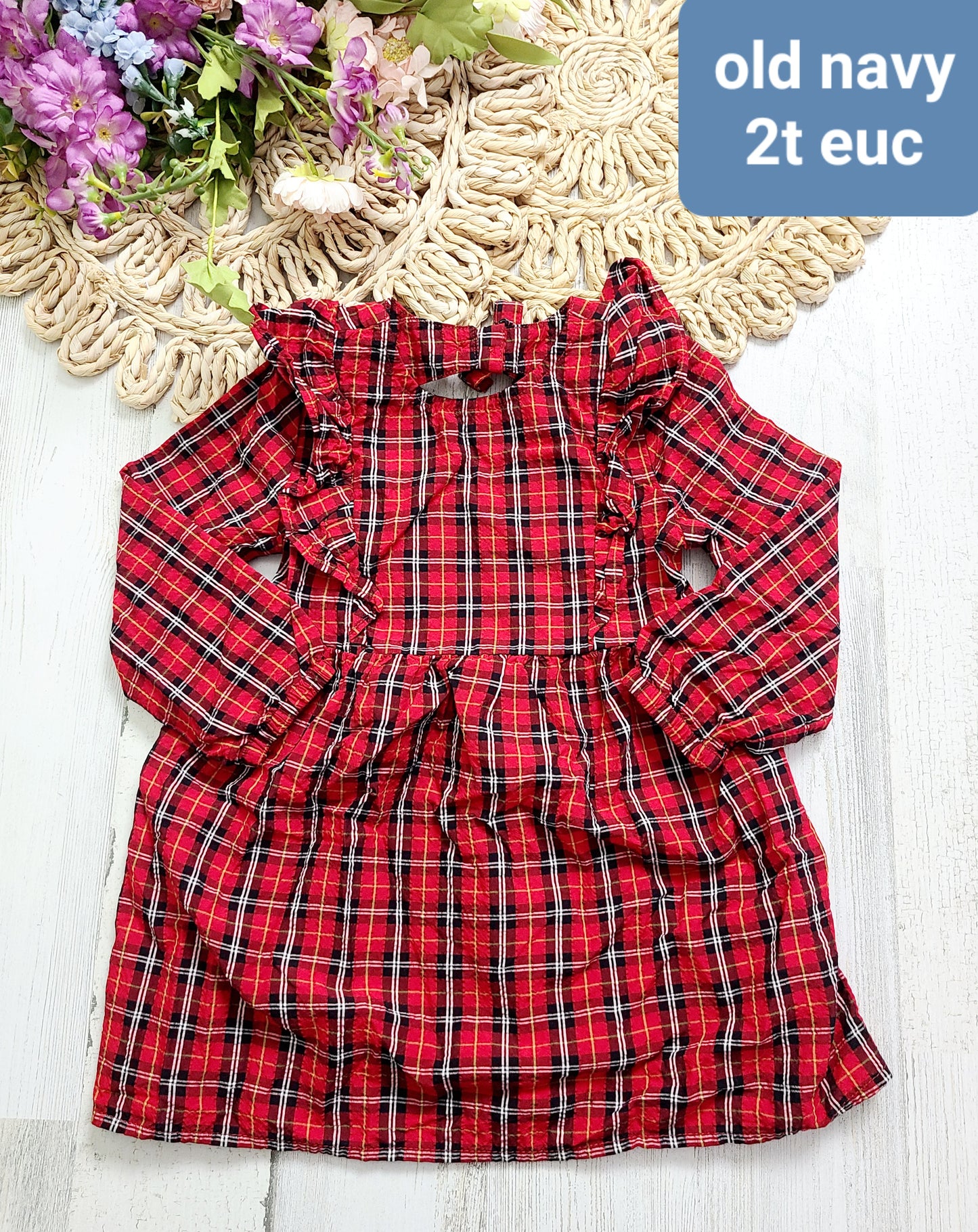 christmas plaid ruffle dress old navy