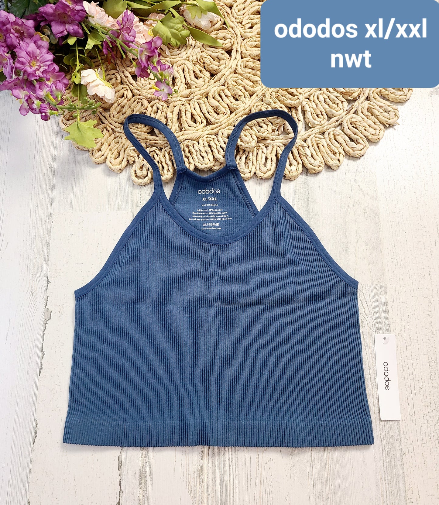 new ododos blue ribbed crop