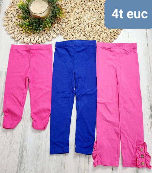 3 pairs leggings blue & pink