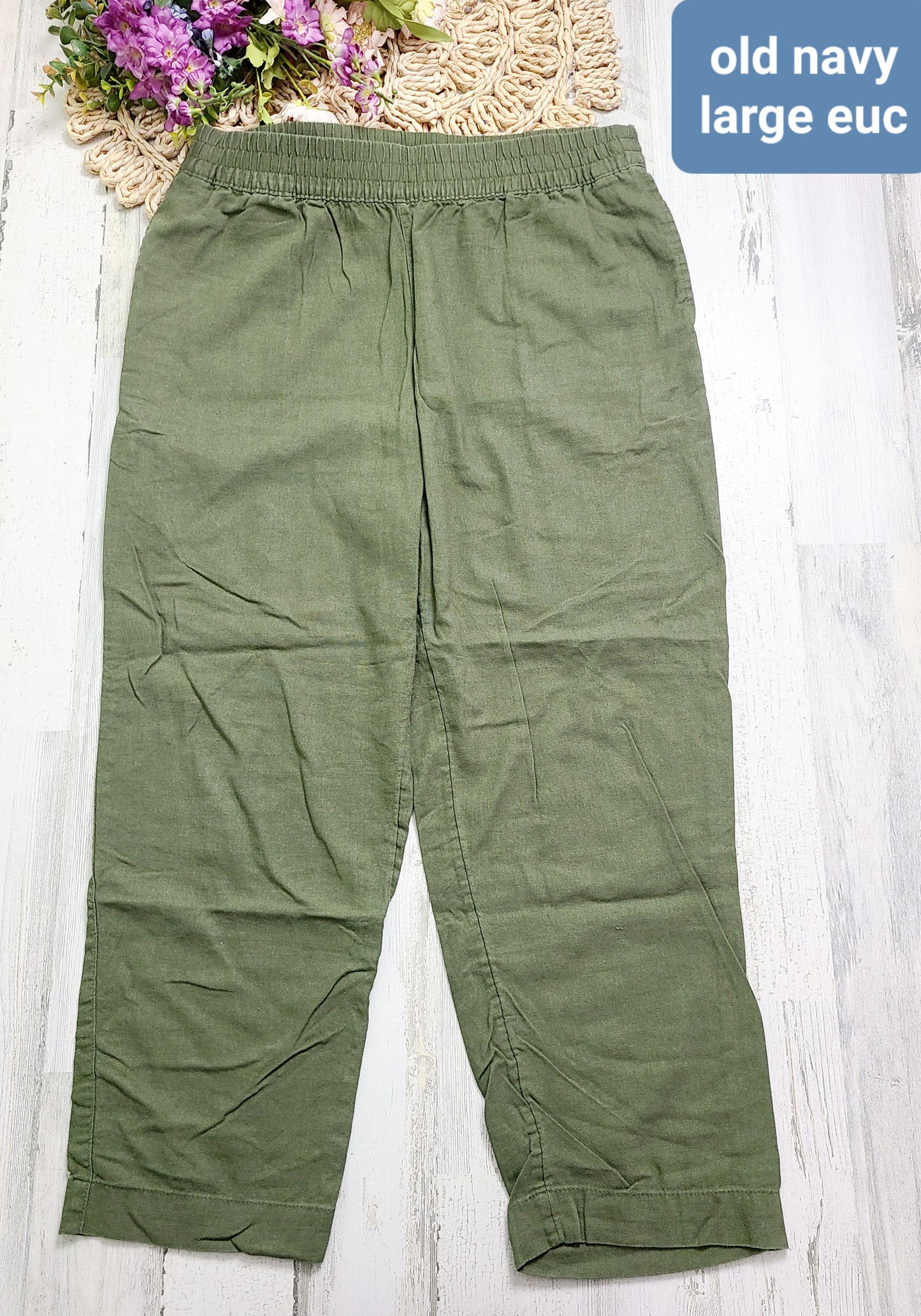 green large old navy linen pants