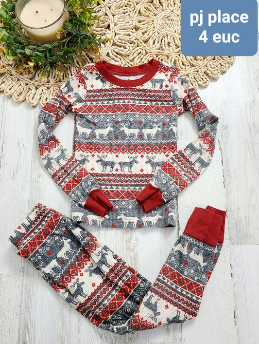 reindeer grey and red pj place waffle