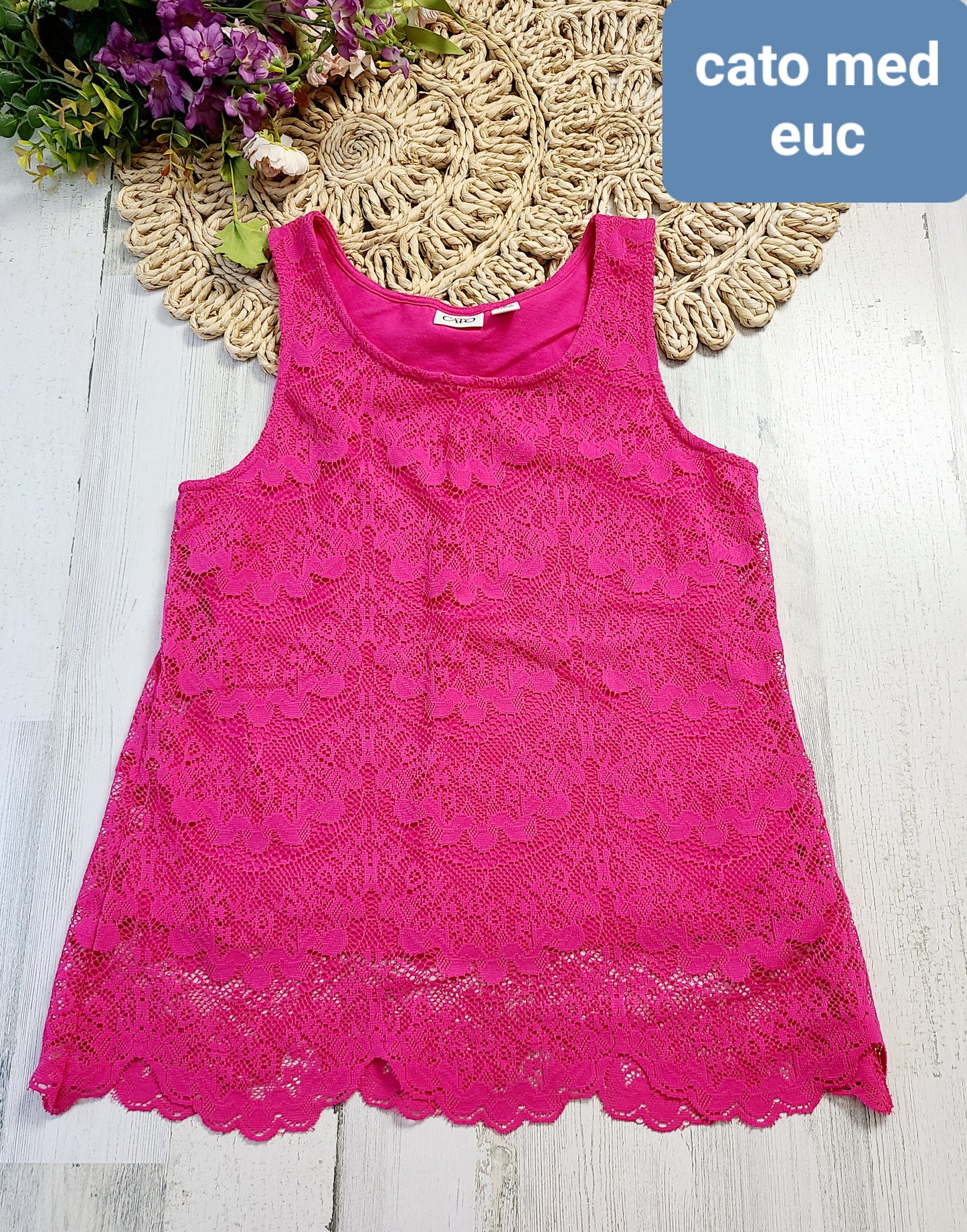cato pink lace tank