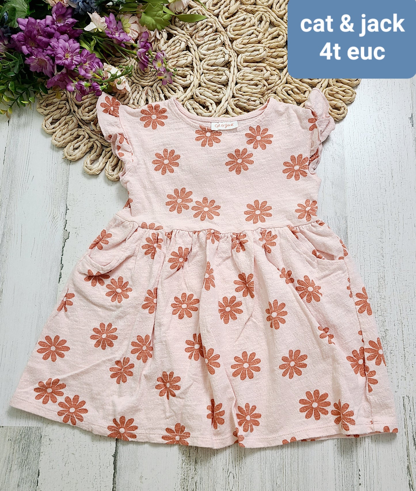 cat&jack girls floral pink dress 4t