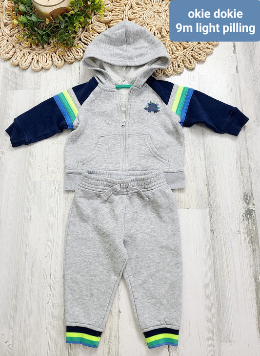 dino sweatsuit okie dokie stripes