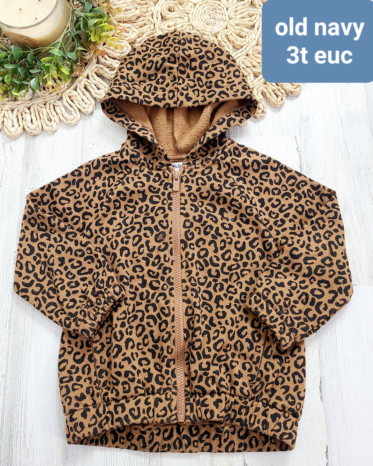 brown & black cheetah full zip old navy