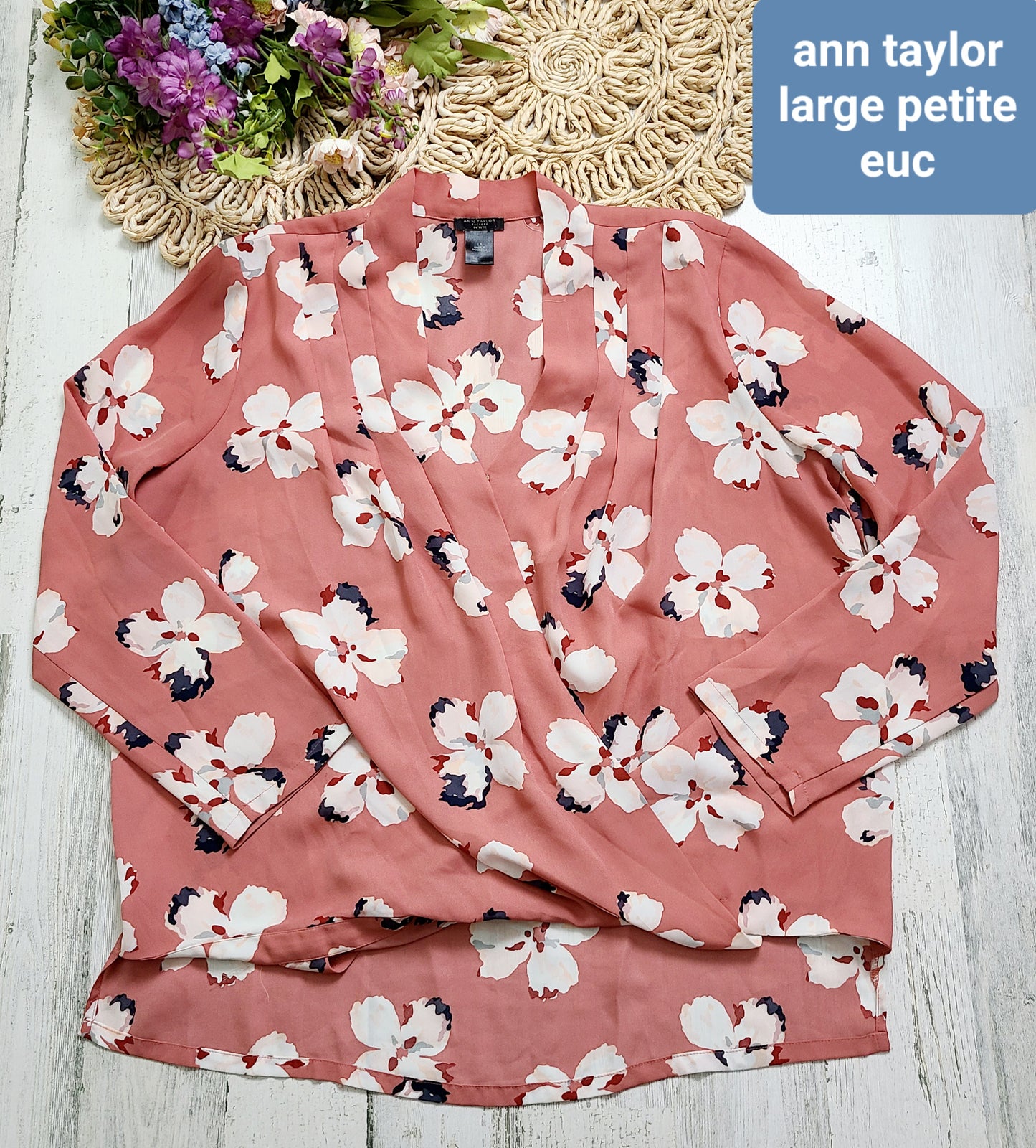 ann taylor pink floral large petite