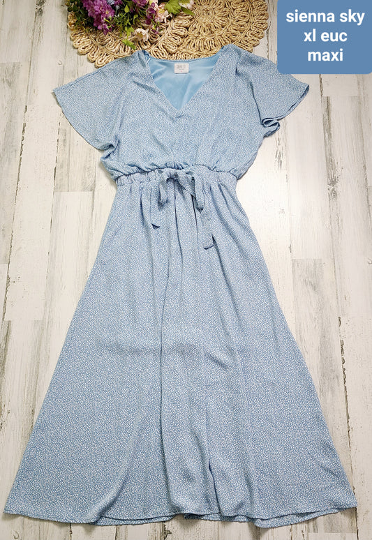 sienna sky blue front tie dress