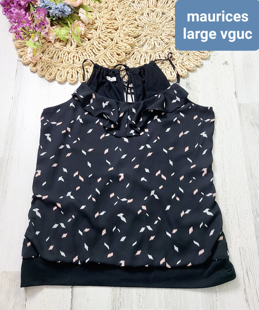 maurices black tank ruffle neck