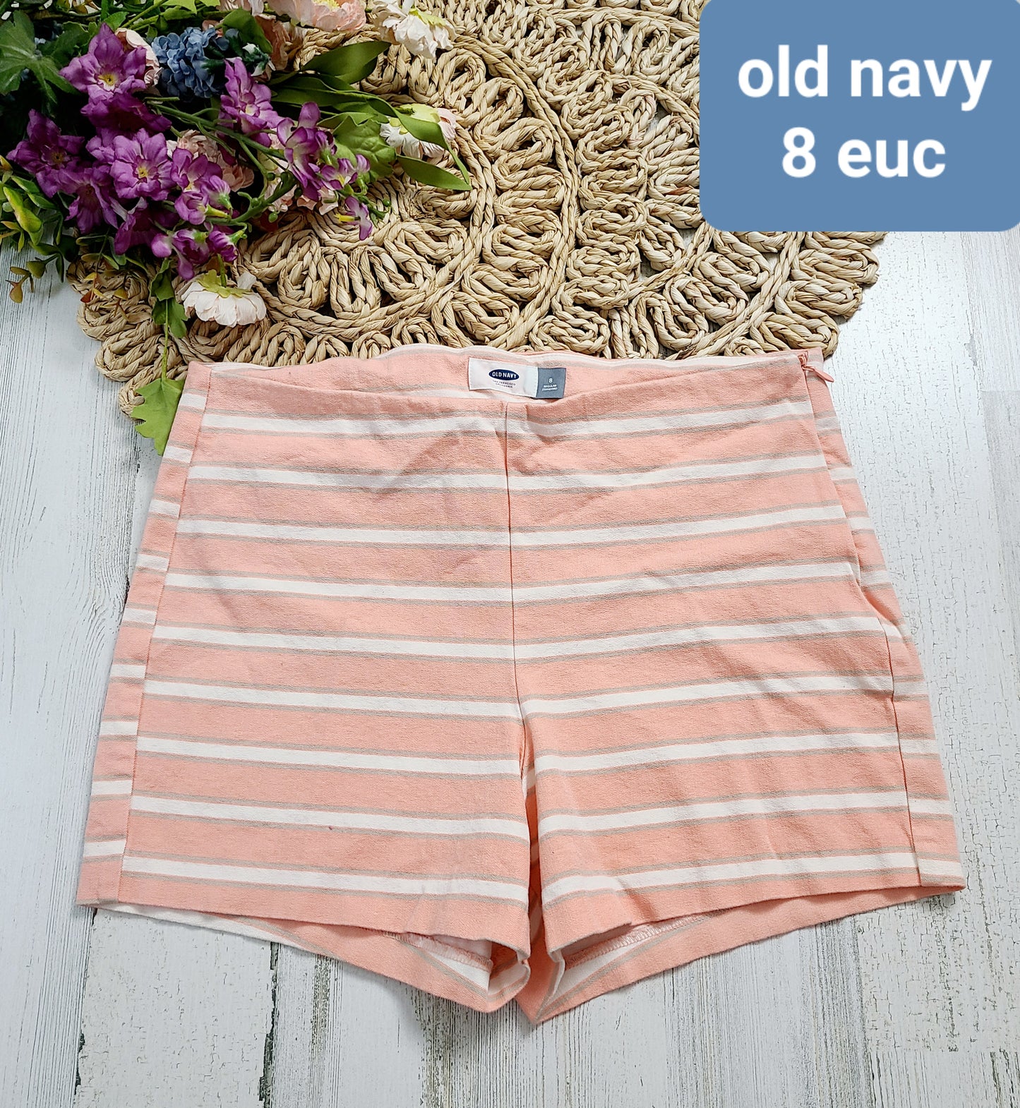 old navy pink horizontal stripe shorts