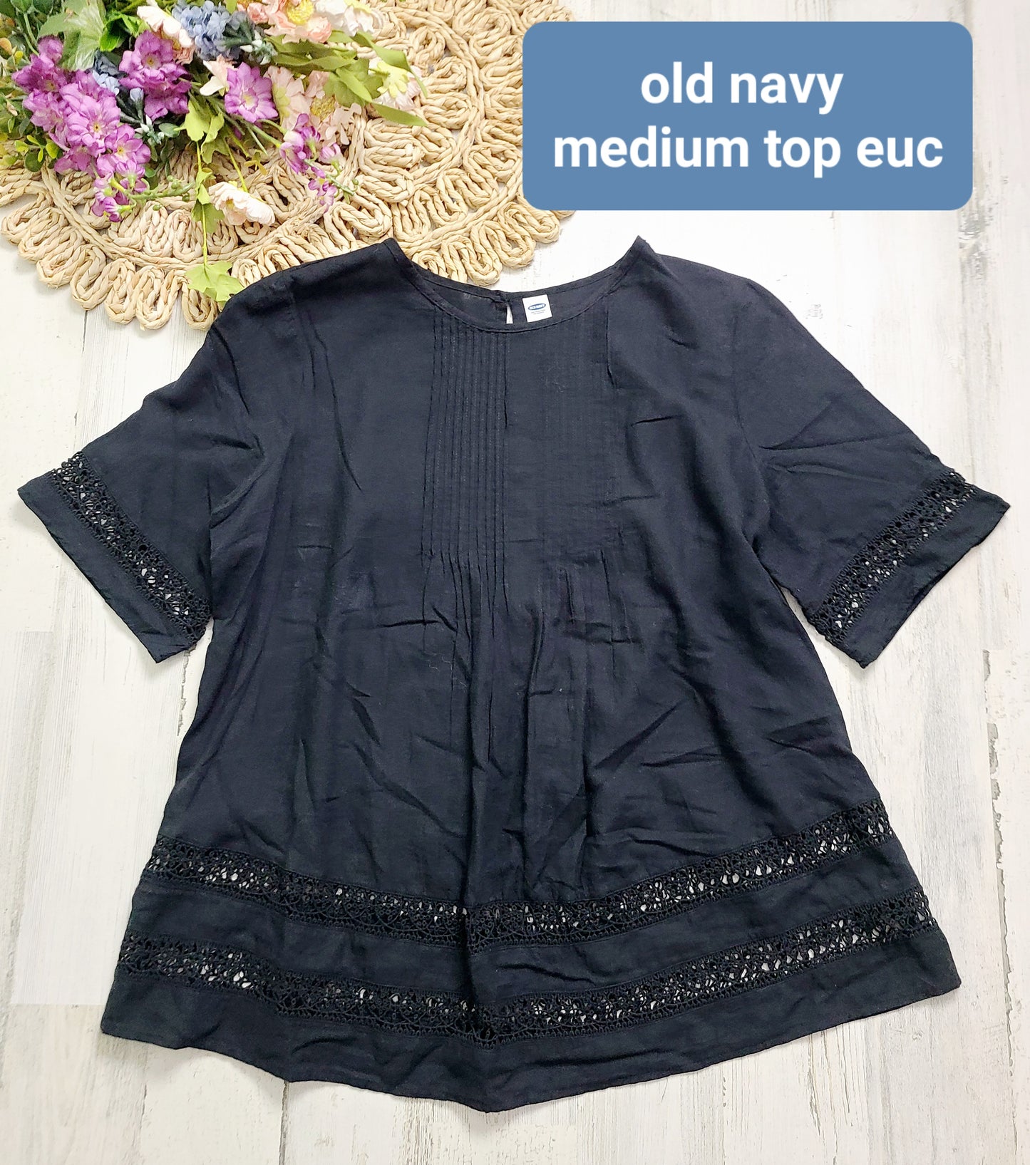 old navy peasant top black