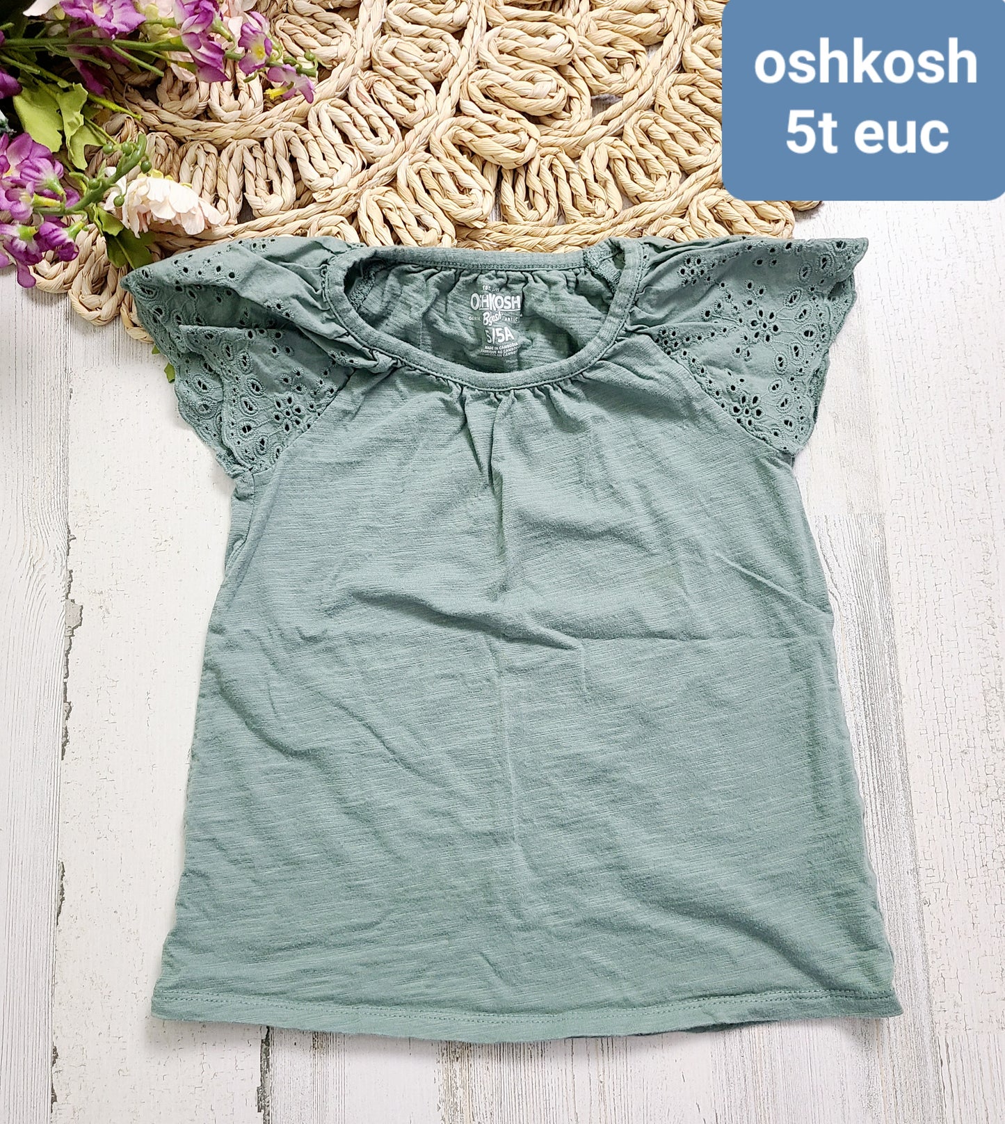 oshkosh olive eyelet top