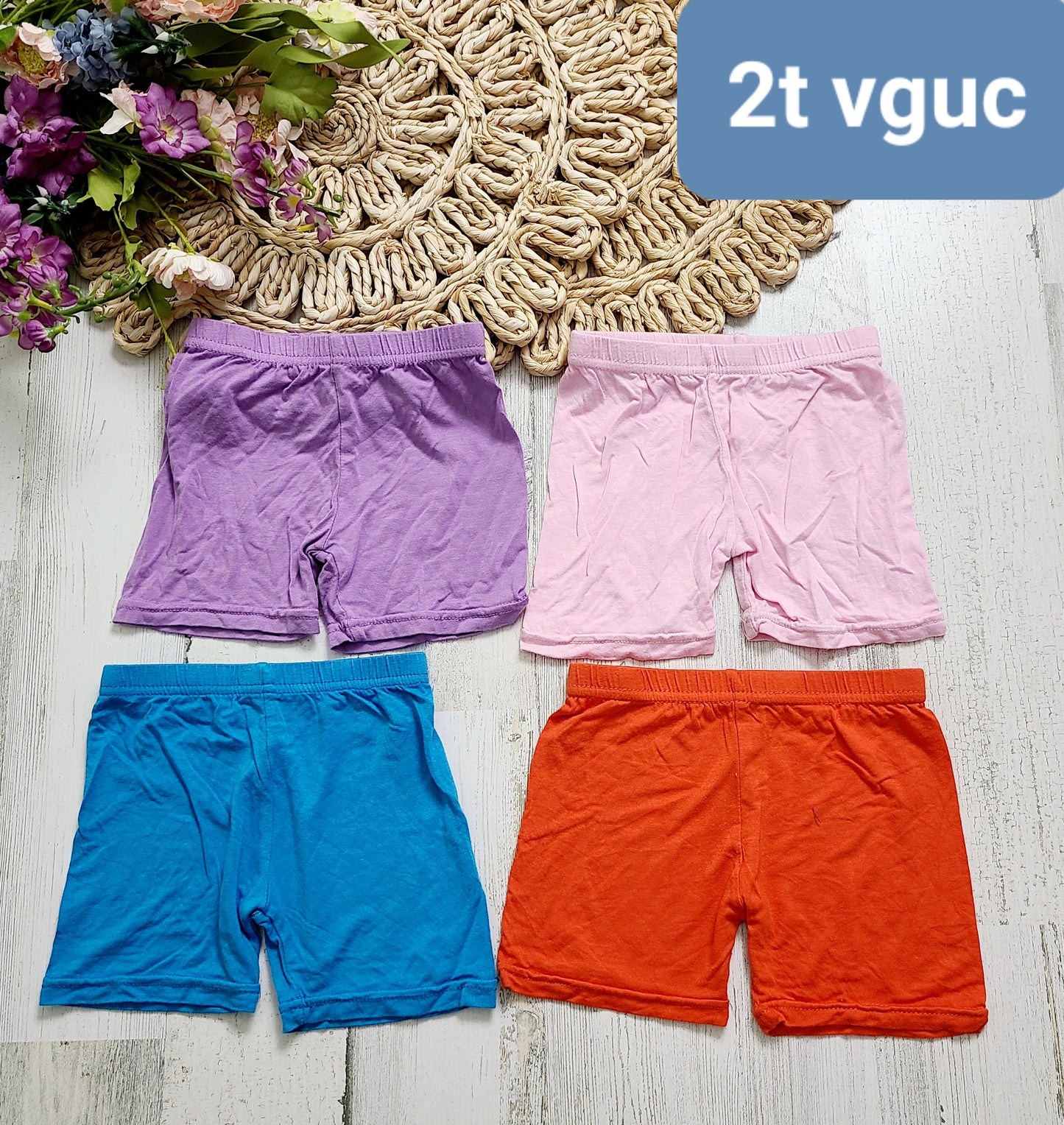 2t purple pink red blue shorts