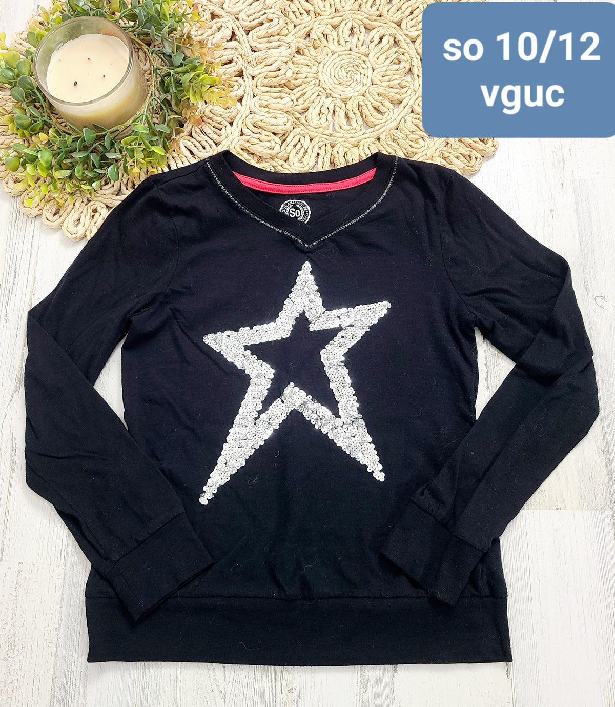 black with silver sequins star so