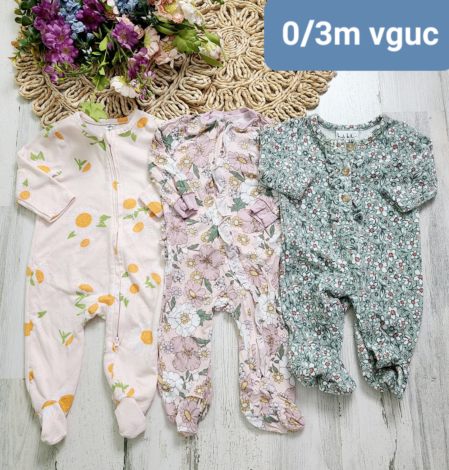 3 flowers pj 0/3m