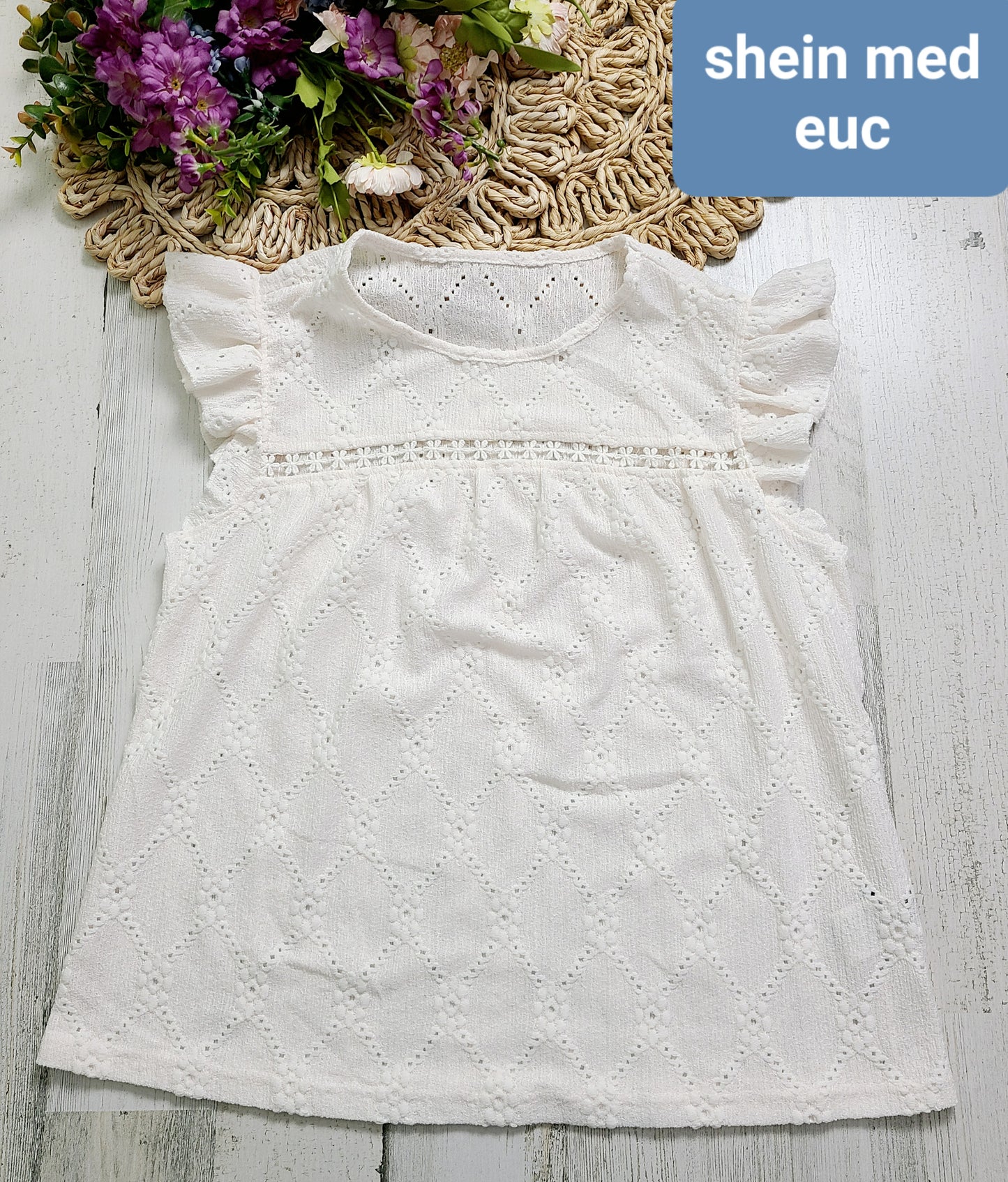 eyelet white tank shein