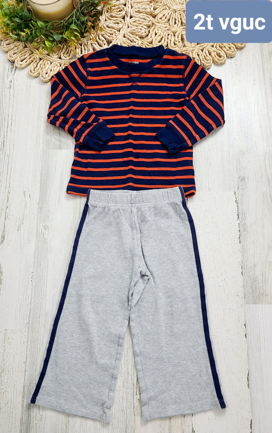 orange navy stripes with sweatpants