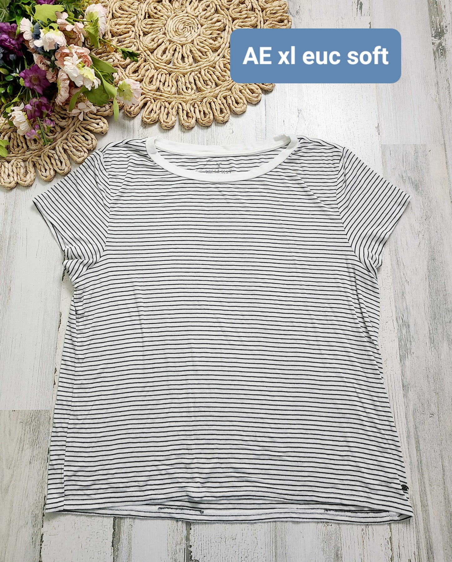 ae black white striped basic