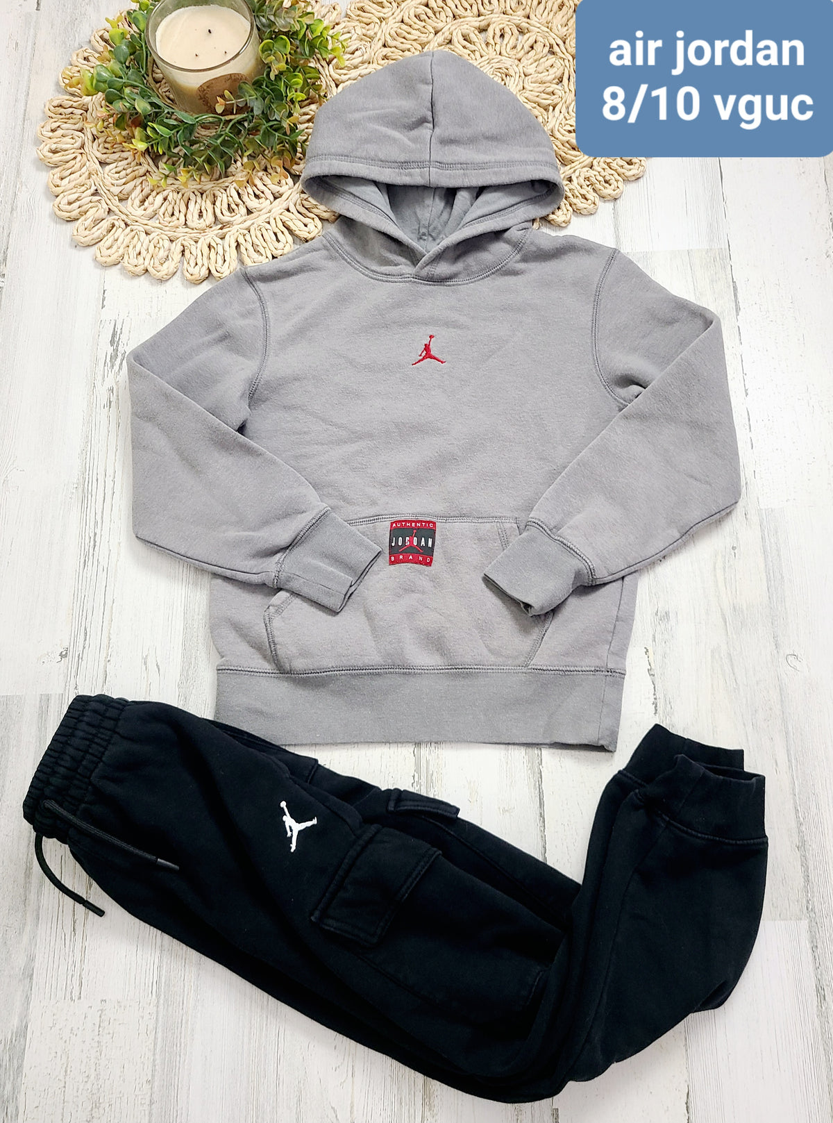 gray hoodie black joggers air jordan