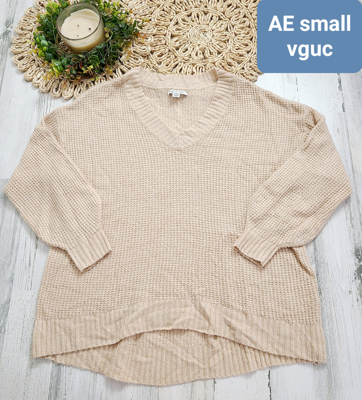 ae cream waffle sweater oversized
