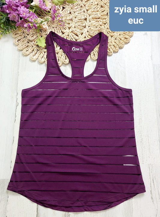 zyia sheer purple tank