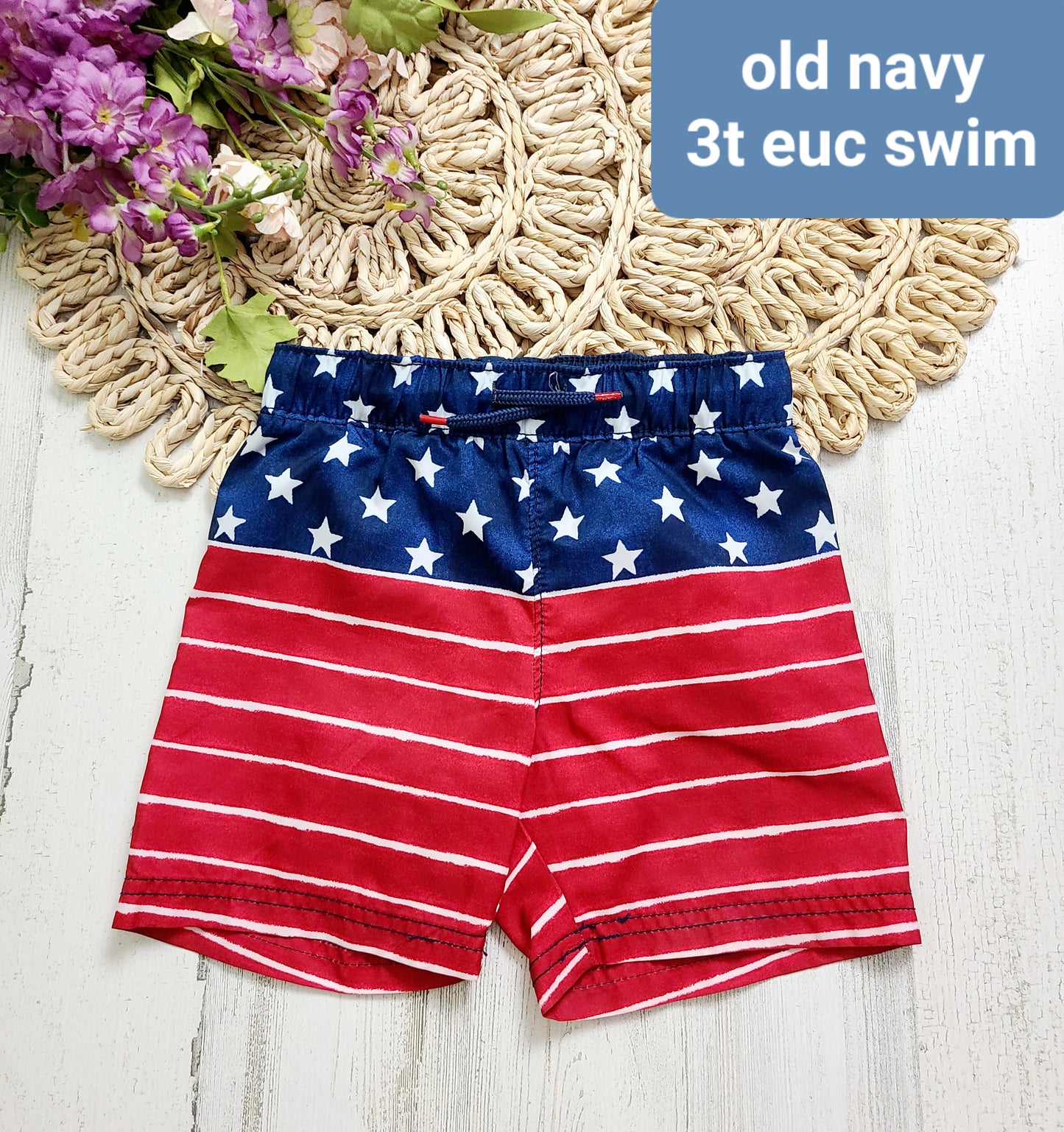 old navy flag swim trunks 3t