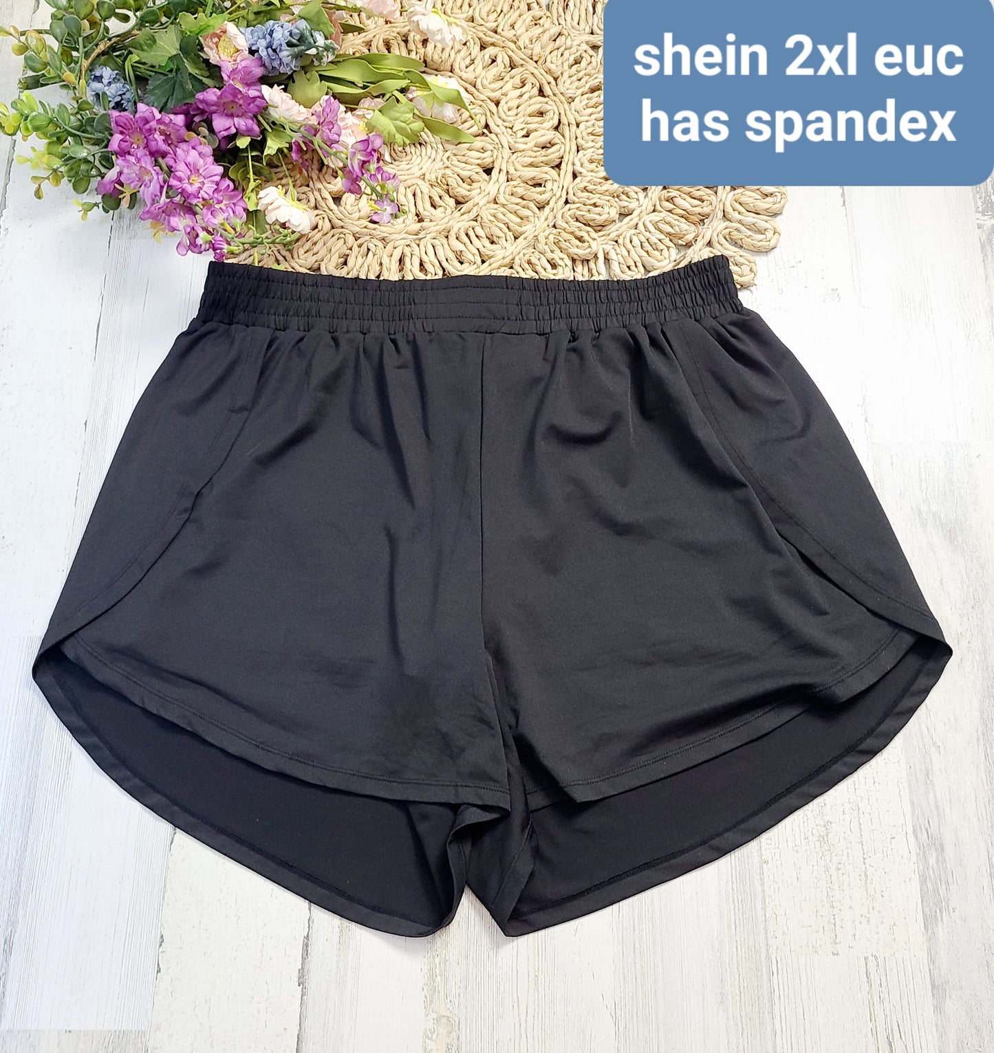 shein 2xl black shorts with spandex