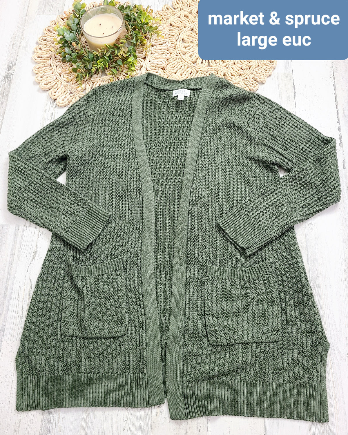 green waffle cardigan market&spruce