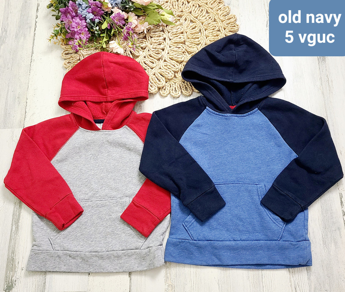 red hoodie and blue hoodie old navy