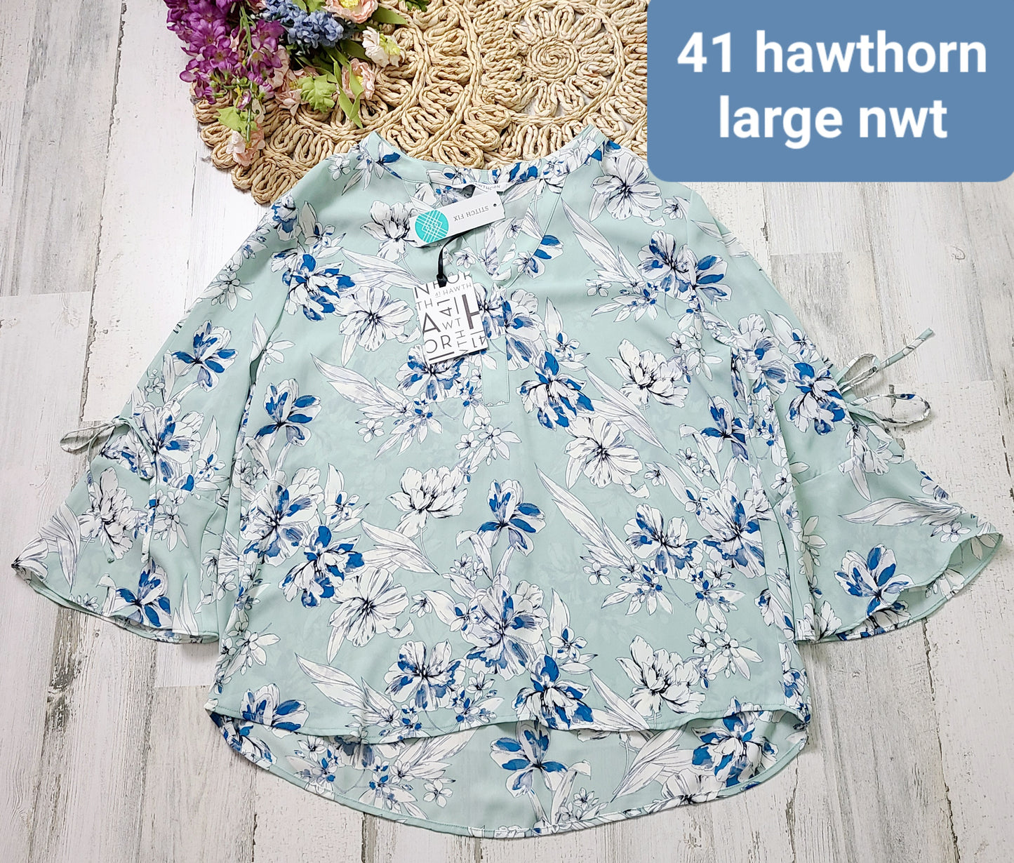 new 41 hawthorne mint blue blouse