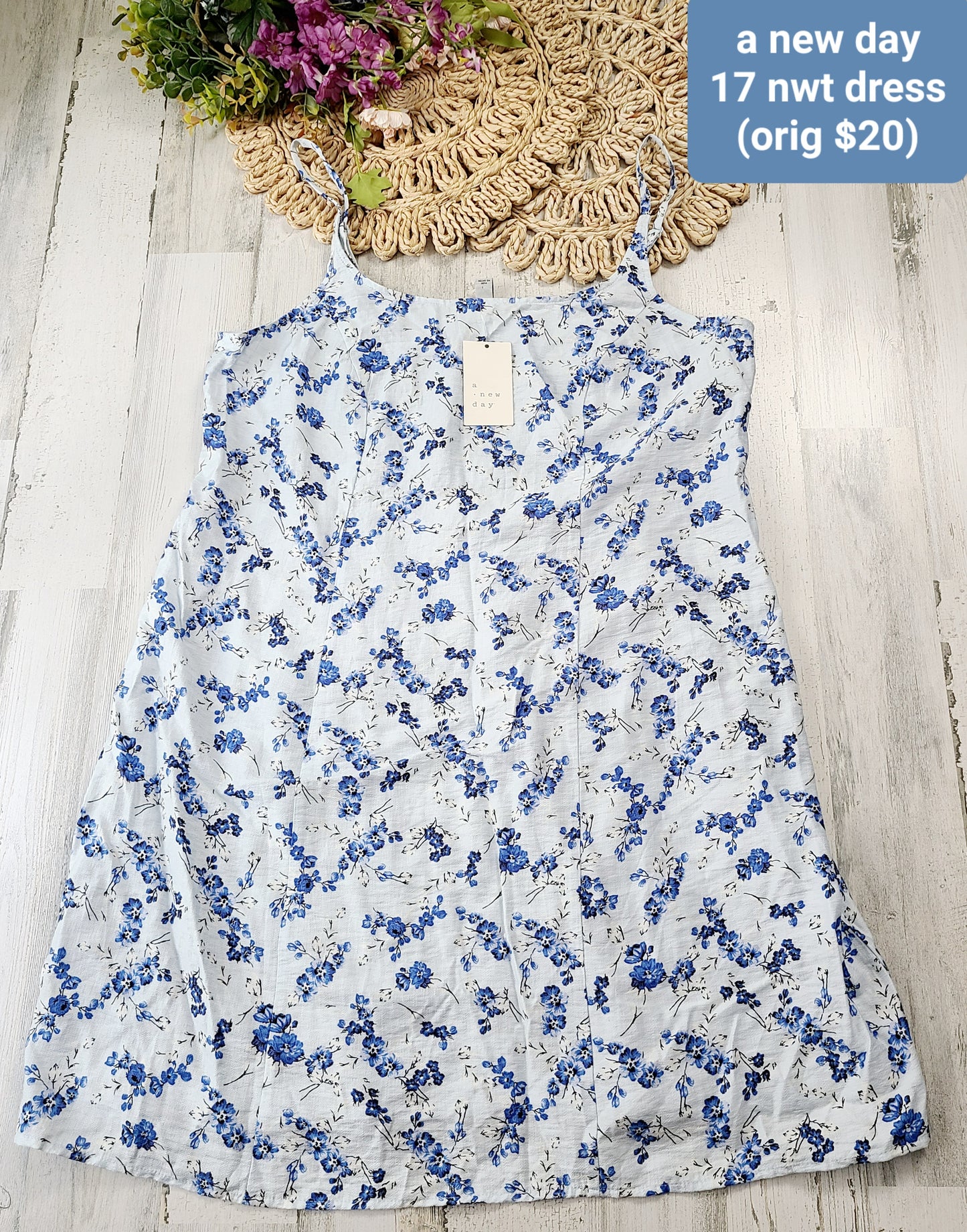 new a new day dress blue floral