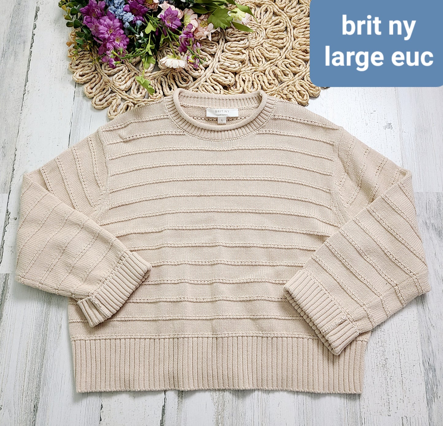 tan strpie sweater brit ny