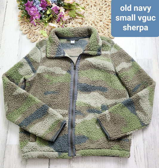 old navy womens zip camo sherpa